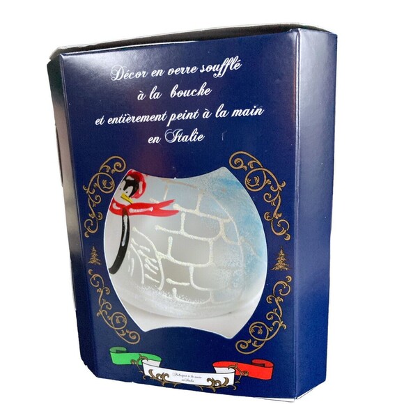 Mouth Blown Glass Ornament Hand Painted in Italy Gilardoni Fausto Penguins - Picture 4 of 4